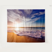 Sandy Beach Shore Ocean Waves Tapestry Wandteppich (Vorderseite (Horizontal))