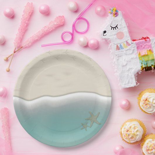 Sandy Beach Shoreline Party Papier Teller (Party)