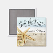 Sandy Beach Starfish Save the Date Magnet (Vorderseite/Rückseite)