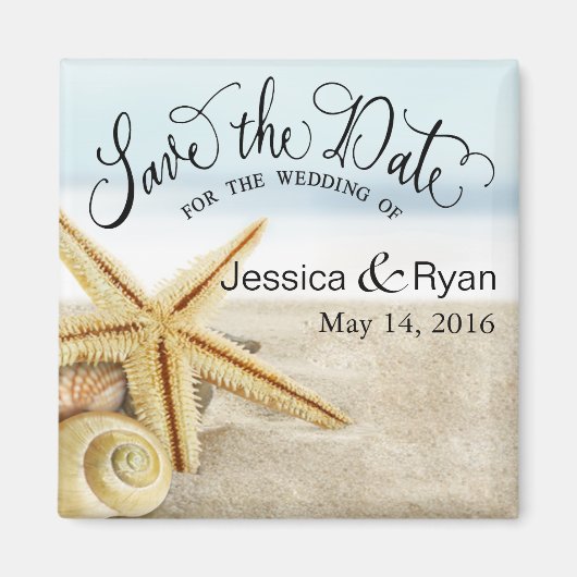 Sandy Beach Starfish Save the Date Magnet (Vorne)