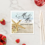 Sandy Beach Starfish Seashells Mr. & Mrs. Serviette (Beispiel)