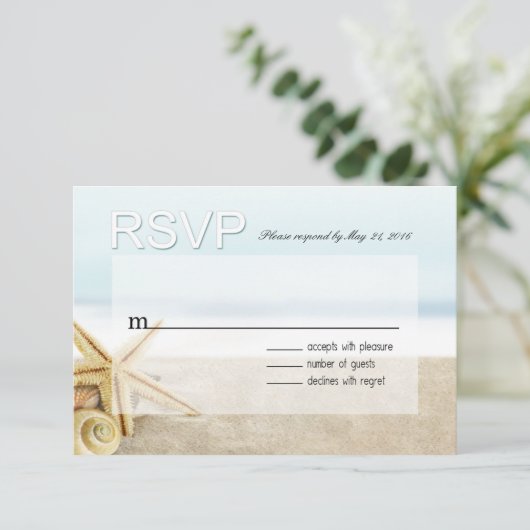 Sandy Beach Starfish Seashells UAWG RSVP Karte (Stehend Vorderseite)