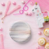 Sandy Beach Summer Tan Abstrakte Wasserfarbe Pappteller (Party)