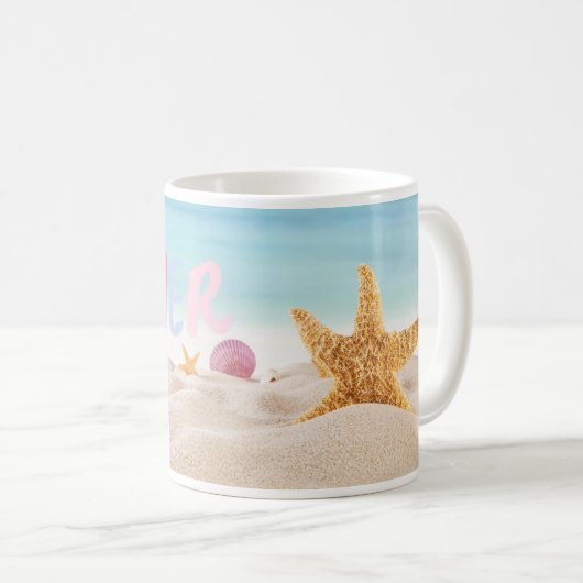 Sandy Beach Summertime Vibes Tasse! Kaffeetasse (VorderseiteRechts)