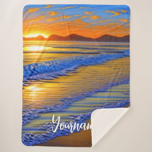 Sandy Beach Sunset Sherpadecke (Vorderseite)