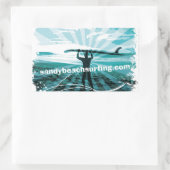 Sandy Beach Surflogo Rechteckiger Aufkleber (Tasche)