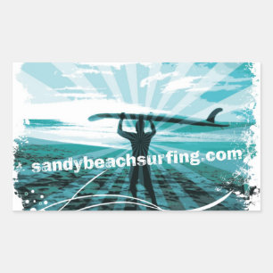 Sandy Beach Surflogo Rechteckiger Aufkleber