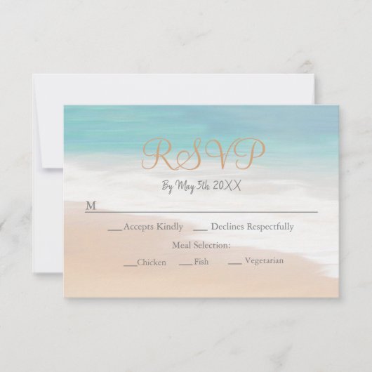 Sandy Beach Themed Seaside RSVP Card (Vorderseite)