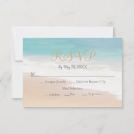 Sandy Beach Themed Seaside RSVP Card Karte