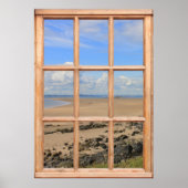 Sandy Beach und Ocean View von einem Fenster aus Poster (Vorne)