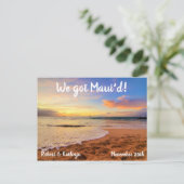 Sandy Beach und Sunset Maui'd Postkarte (Stehend Vorderseite)