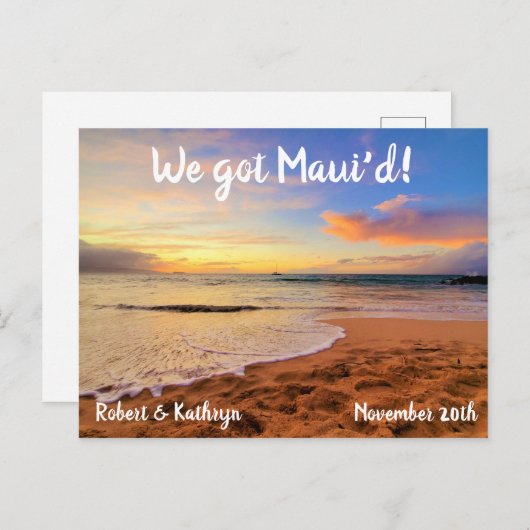 Sandy Beach und Sunset Maui'd Postkarte (Vorne/Hinten)