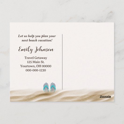 Sandy Beach Vacation Barefoot Prints Postkarte (Rückseite)