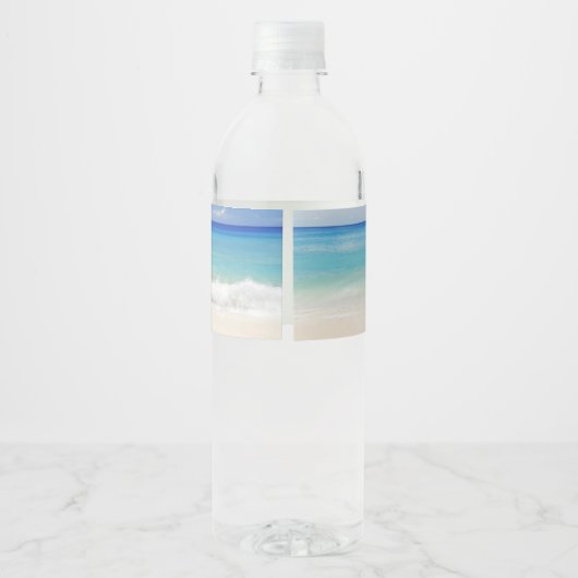 Sandy Beach Water Flasche Gastgeschenk Hochzeit Wasserflaschenetikett (Rückseite)