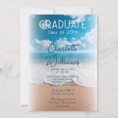 Sandy Beach Waves Graduate Foto Graduate Party Einladung (Vorderseite)