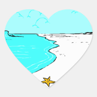 Sandy Beach Wedding Hearts Herz-Aufkleber