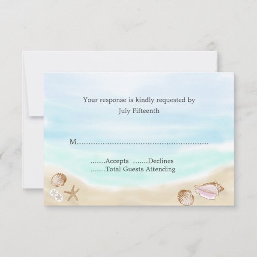 Sandy Beach Wedding RSVP Card (Vorderseite)