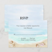 Sandy Beach Wedding RSVP Card Karte (Vorne/Hinten)