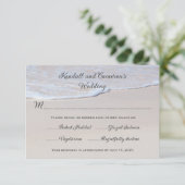 Sandy Beach Wedding RSVP Karten mit Menü (Stehend Vorderseite)