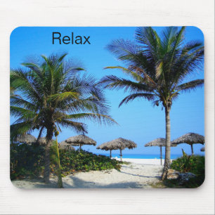 Sandy Beach With Palm Trees and An Ocean View Mous Mousepad