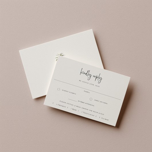 Sandy Beige Beach Wedding Meal Choice RSVP Card Einladung