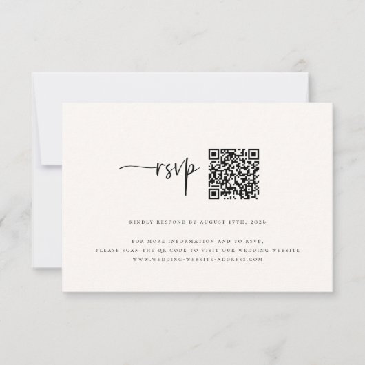 Sandy Beige Beach Wedding QR Code RSVP Karte (Vorderseite)