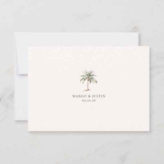 Sandy Beige Beach Wedding QR Code RSVP Karte (Rückseite)