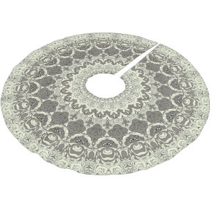 Sandy Beige Boho Beach Mandala Pattern Polyester Weihnachtsbaumdecke