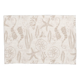 Sandy-Beige Küste HandGezeichnet Seepferd Streifen Kissenbezug