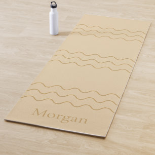 Sandy Beige Moderne Wellenlinien mit individuellem Yogamatte