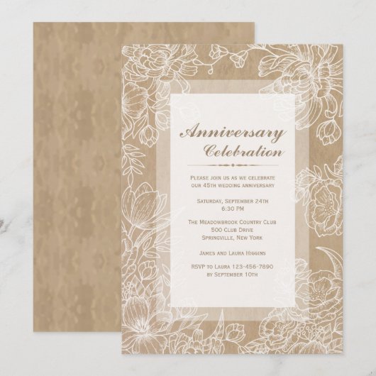 Sandy Blossom Einladung (Vorne/Hinten)