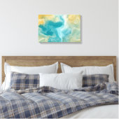 Sandy Brown Ocean Blue Fluid Art Leinwanddruck (Insitu (Schlafzimmer))