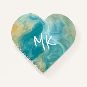 Sandy Brown Ocean Blue Fluid Art Notizblock