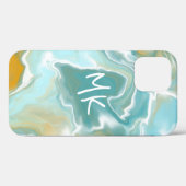 Sandy Brown Ocean Blue Marble Fluid Art Case-Mate iPhone Hülle (Rückseite (Horizontal))
