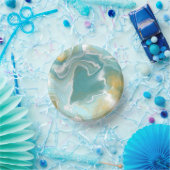 Sandy Brown Ocean Blue Marble Fluid Art Pappteller (Party)