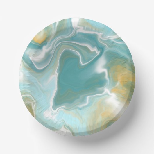 Sandy Brown Ocean Blue Marble Fluid Art Pappteller (Vorderseite)