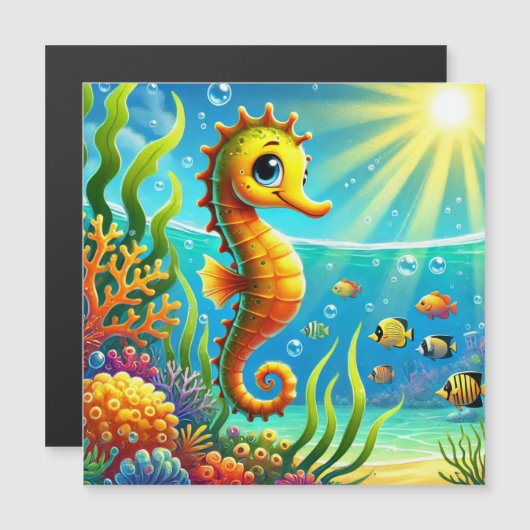 Sandy das Seepferd Magneteinladung (Vorne/Hinten)