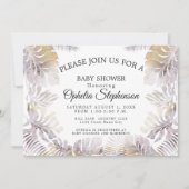 Sandy Gold Earthy Mauve Leafy Aquarelldusche Einladung (Vorderseite)