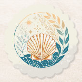 Sandy Gradient Seashell Untersetzer in Aquamarin u (Vorderseite)