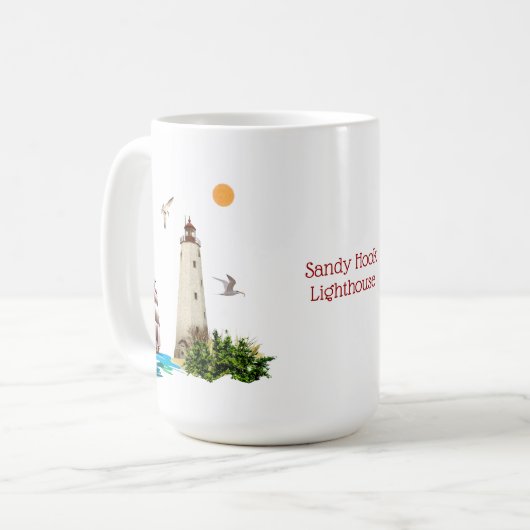 Sandy-Haken-Leuchtturm-Tasse Kaffeetasse (Vorderseite Links)