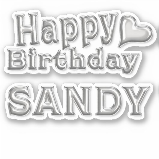 Sandy Happy Birthday silver Aufkleber Sticker (Vorderseite)