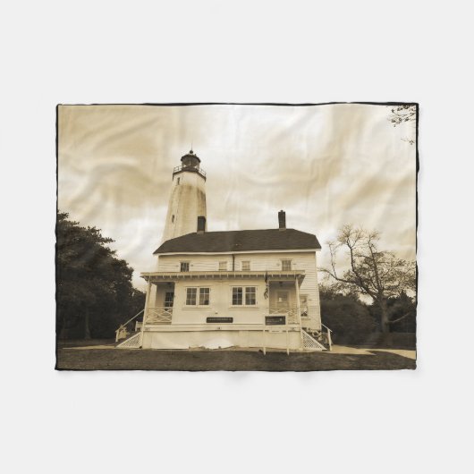 Sandy Hook Leuchtturm Fleecedecke (Vorderseite (Horizontal))