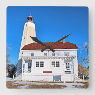 Sandy Hook Leuchtturm, New Jersey Wall Clock Quadratische Wanduhr