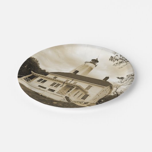 Sandy Hook Leuchtturm Pappteller (Schrägansicht)