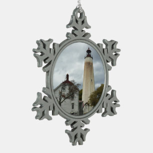 Sandy Hook Leuchtturm Schneeflocken Zinn-Ornament