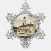 Sandy Hook Leuchtturm Schneeflocken Zinn-Ornament (Vorderseite)