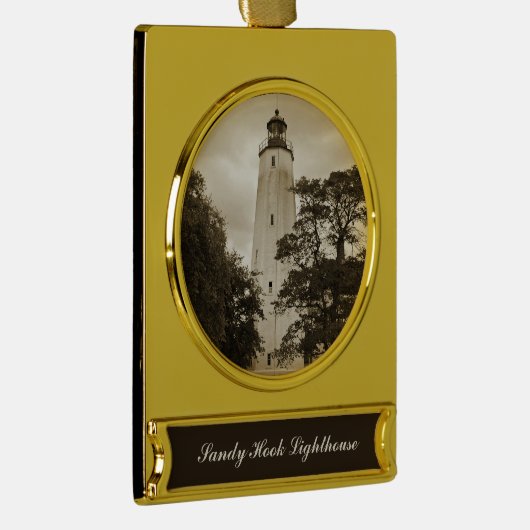 Sandy Hook Lighthouse Banner-Ornament Gold (Rechts)