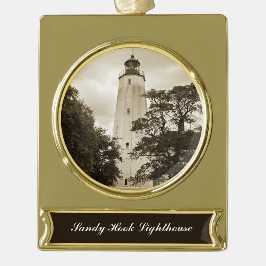 Sandy Hook Lighthouse Banner-Ornament Gold (Vorderseite)