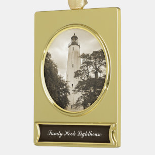 Sandy Hook Lighthouse Banner-Ornament Gold
