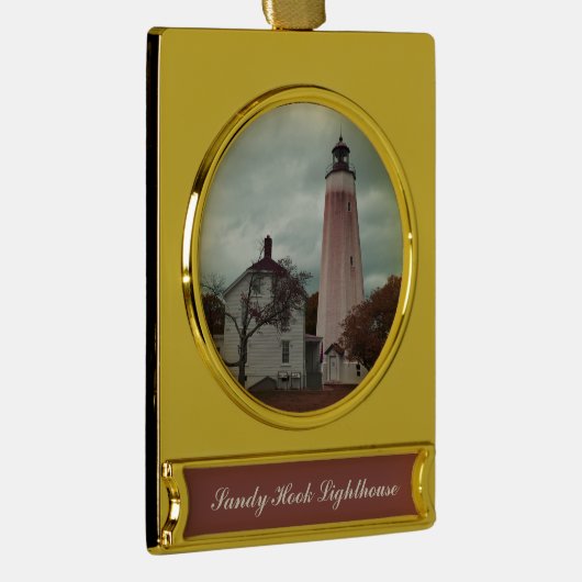 Sandy Hook Lighthouse Banner-Ornament Gold (Rechts)